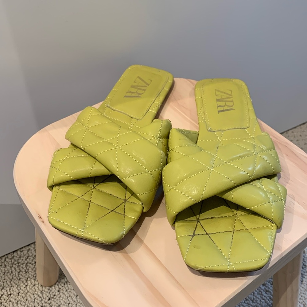 Zara yellow quilted flats